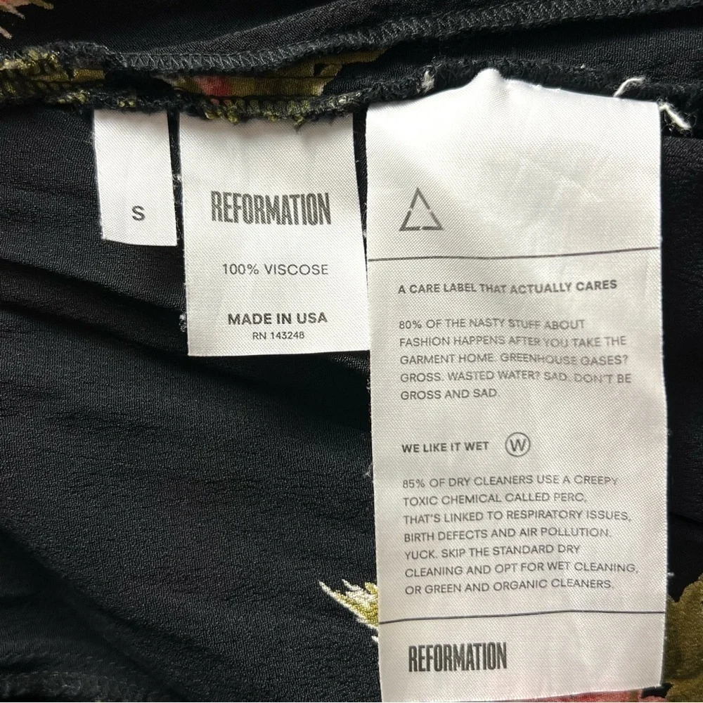 REFORMATION 90s Floral Print Crepe Short Sleeve Fit & Flare Skater Mini Dress S - Picture 6 of 6